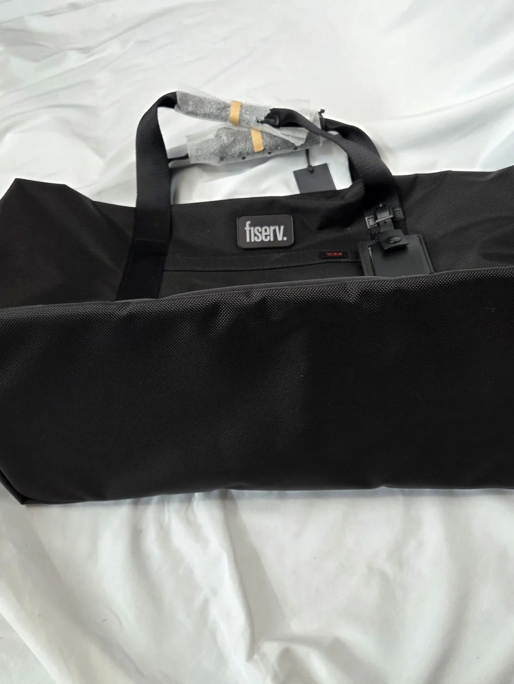 Tumi Black Travel Satchel Tote with Fiserv Badge New